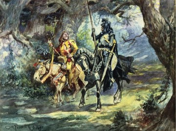 American Indians Painting - knight and jester 1896 Charles Marion Russell American Indians